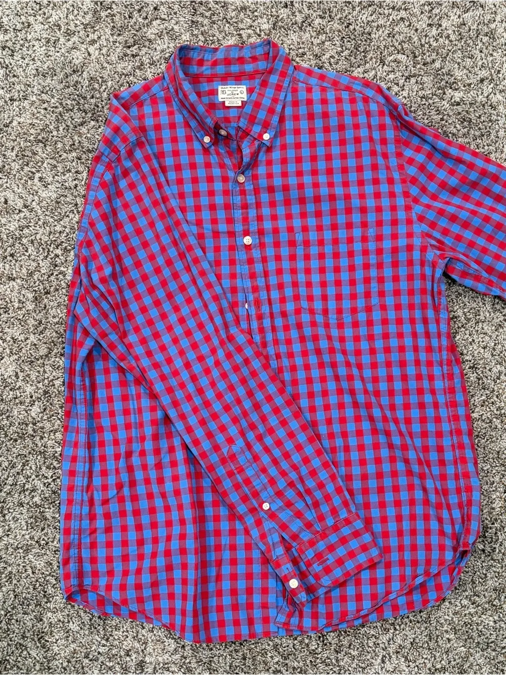 J. Crew Red and Blue Gingham Button-Down Shirt
